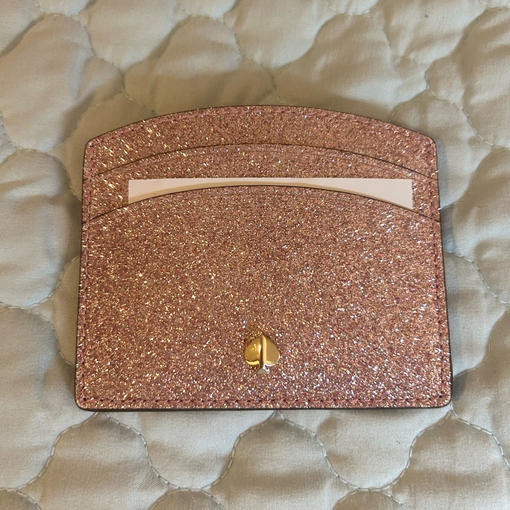 Kate Spade Rose Gold Glitter Card Holder